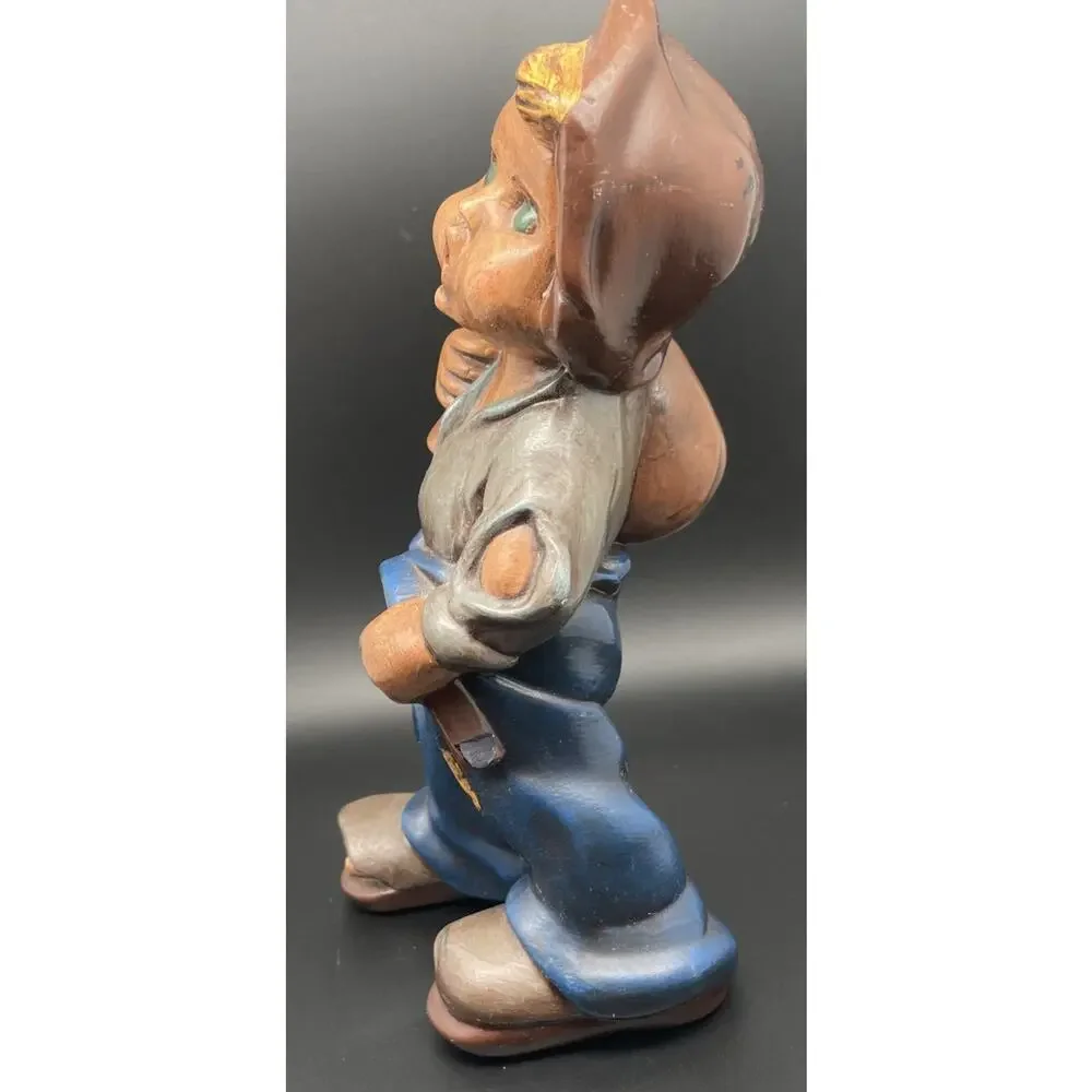 Vintage 1966 Artist Signed‎ Ceramic Hobo Boy Hand Painted Signed by Artist 9.5